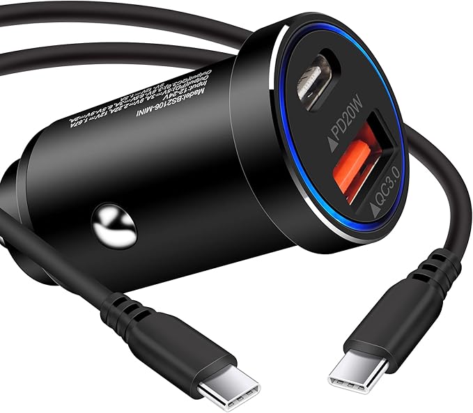 usb c 车载充电器 38w 2port 全金属电源输出车载适配器快速充电适用